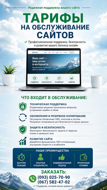 Тарифы на обслуживание сайтов