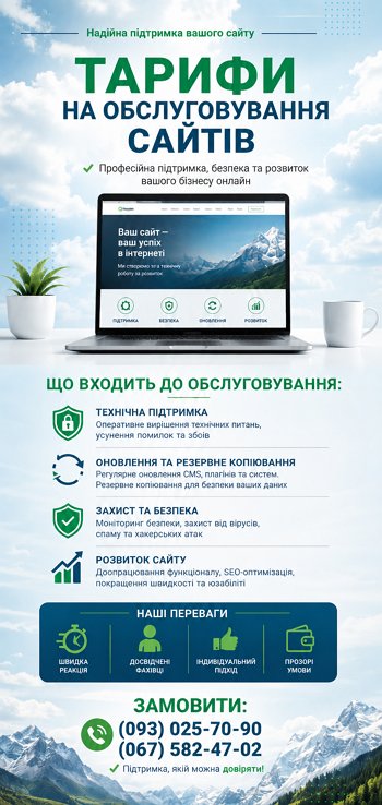 Тарифи на обслуговування сайтів